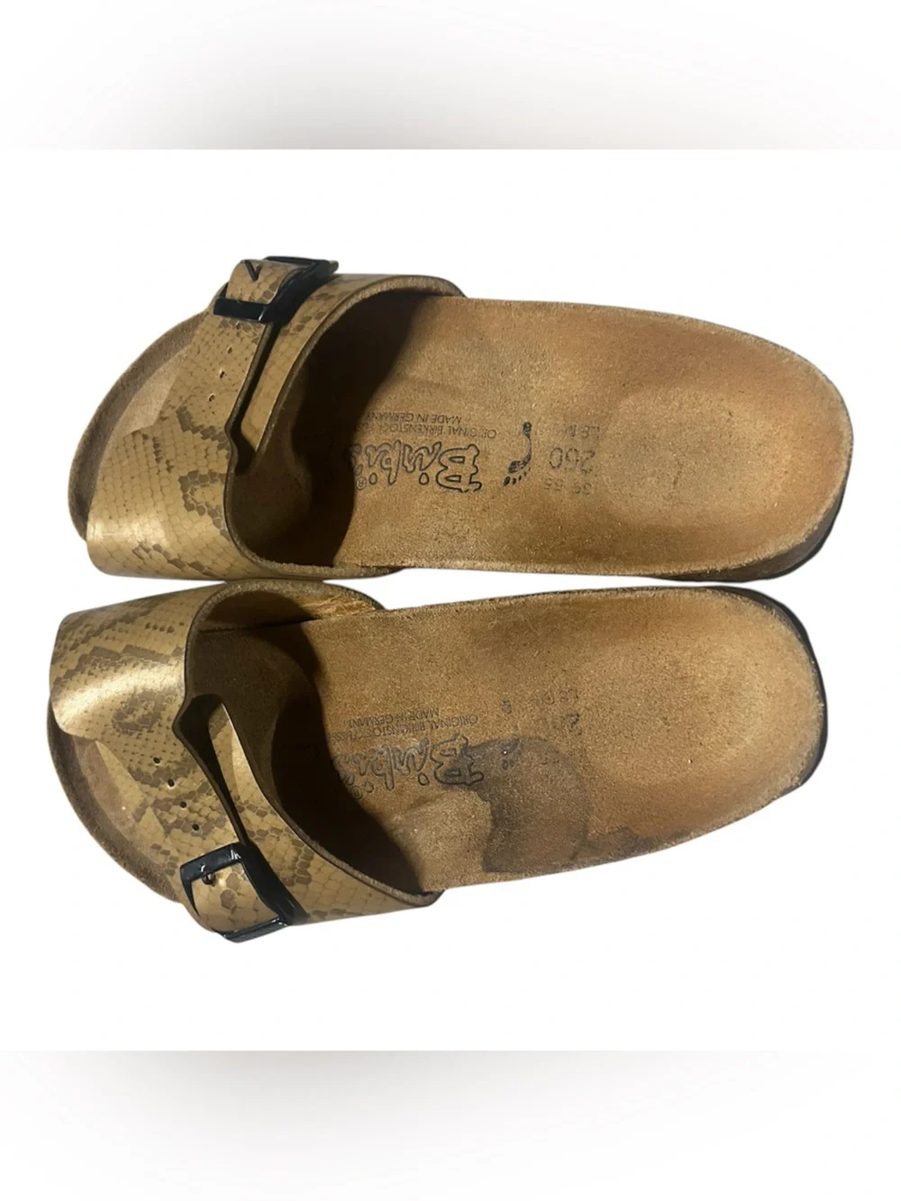 Birkenstock  One-Strap Slide Sandals in Metallic Gold